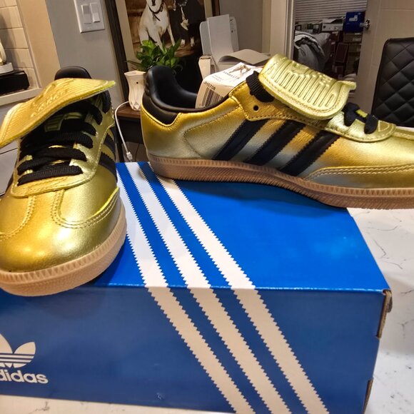[JH5708] Womens Adidas Samba LT Long Tongue 'Gold Metallic Black Gum' SIZE 7 NEW - Picture 6 of 16